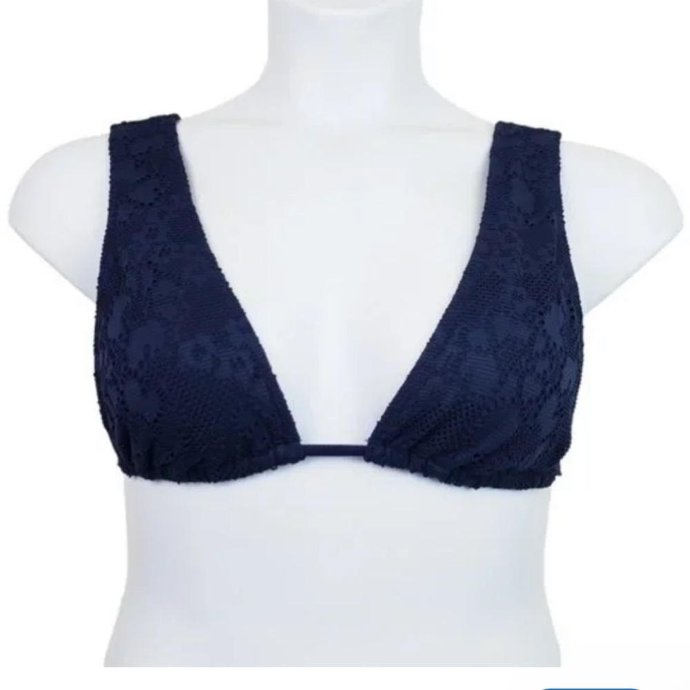 Aerie Womens Blue Burnout Lace Swimsuit Bikini Top